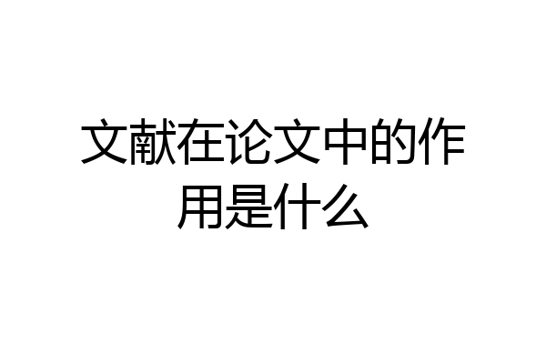 文献在论文中的作用是什么