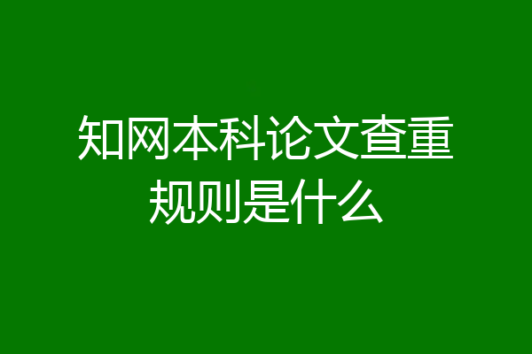 知网本科论文查重规则是什么