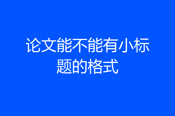 论文能不能有小标题的格式