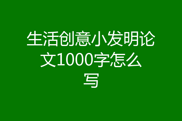 生活创意小发明论文1000字怎么写
