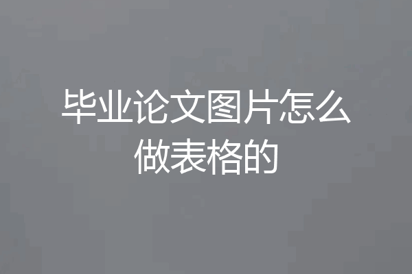 毕业论文图片怎么做表格的