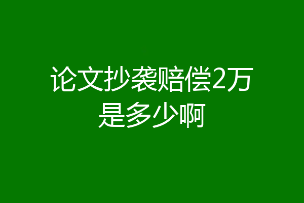 论文抄袭赔偿2万是多少啊