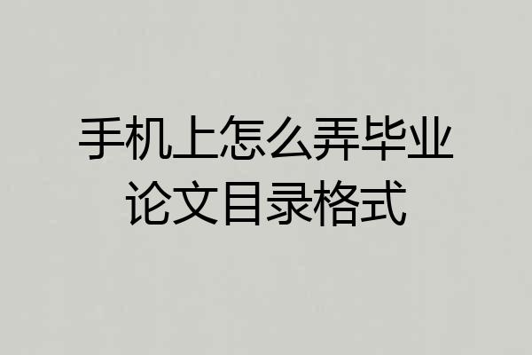手机上怎么弄毕业论文目录格式