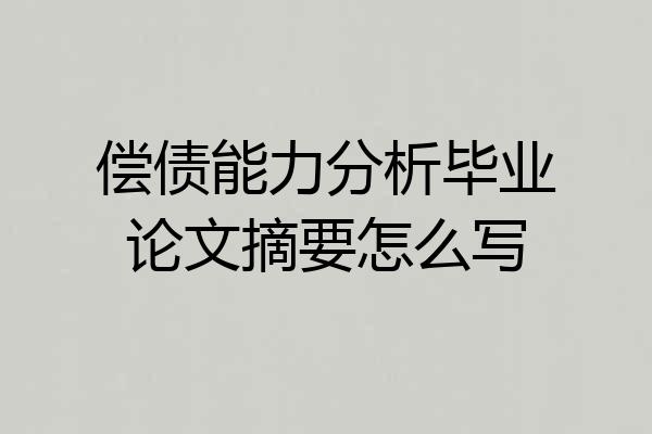 偿债能力分析毕业论文摘要怎么写