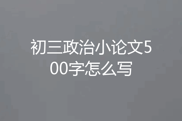 初三政治小论文500字怎么写