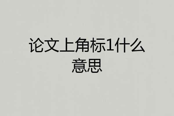 论文上角标1什么意思