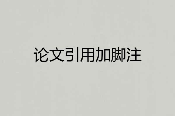 论文引用加脚注