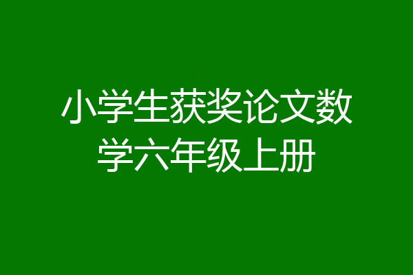 小学生获奖论文数学六年级上册