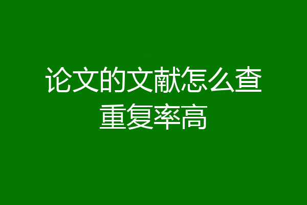 论文的文献怎么查重复率高