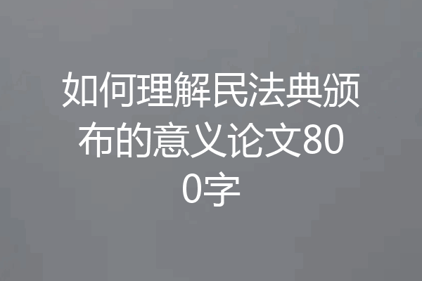 如何理解民法典颁布的意义论文800字