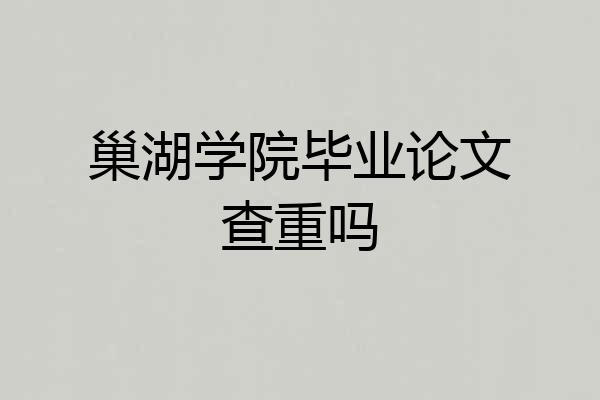 巢湖学院毕业论文查重吗