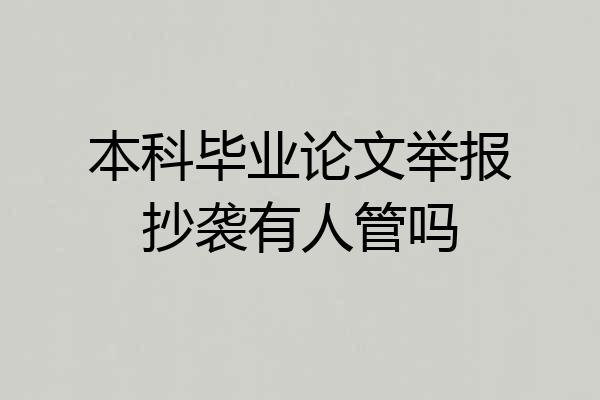 本科毕业论文举报抄袭有人管吗