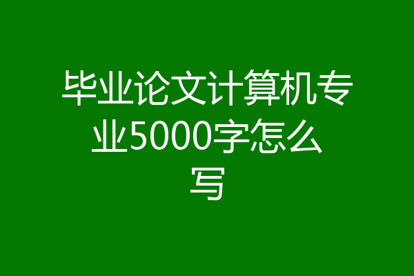 毕业论文计算机专业5000字怎么写