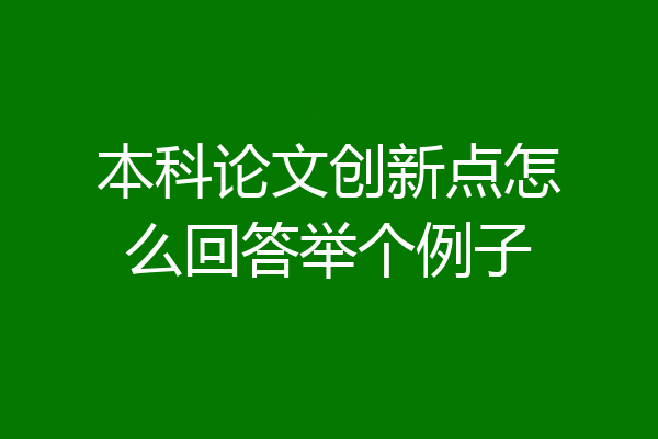 本科论文创新点怎么回答举个例子