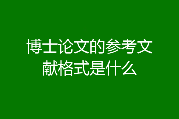 博士论文的参考文献格式是什么