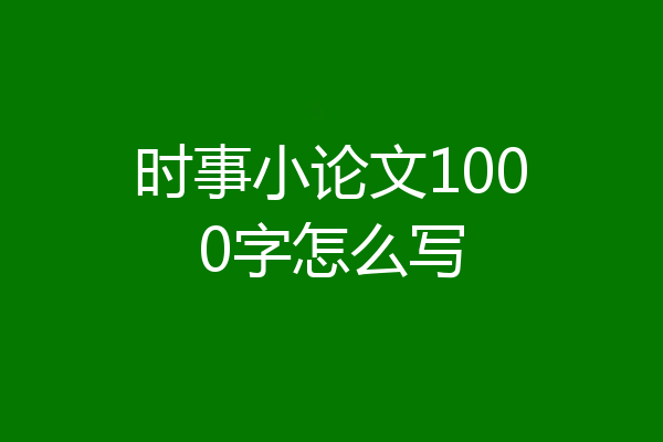 时事小论文1000字怎么写