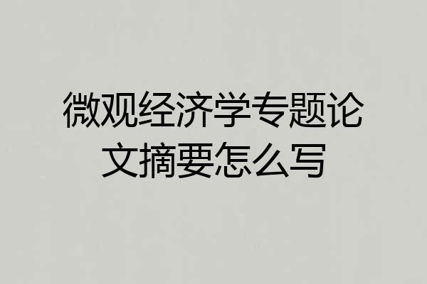 微观经济学专题论文摘要怎么写