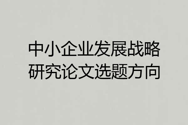 中小企业发展战略研究论文选题方向