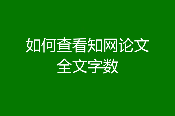 如何查看知网论文全文字数