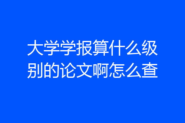 大学学报算什么级别的论文啊怎么查