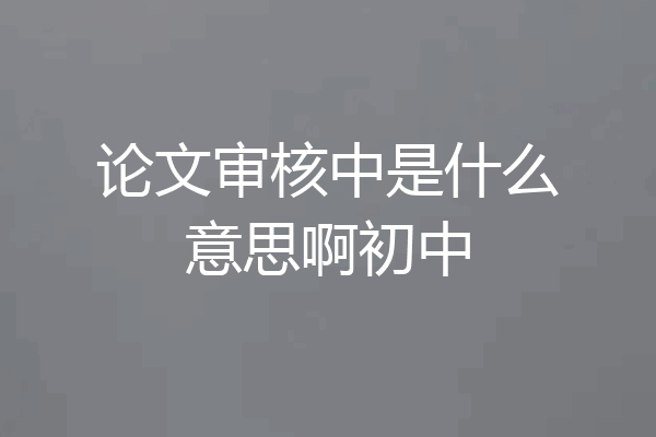 论文审核中是什么意思啊初中