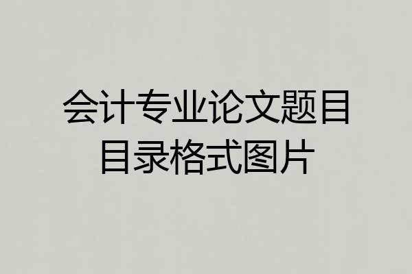 会计专业论文题目目录格式图片