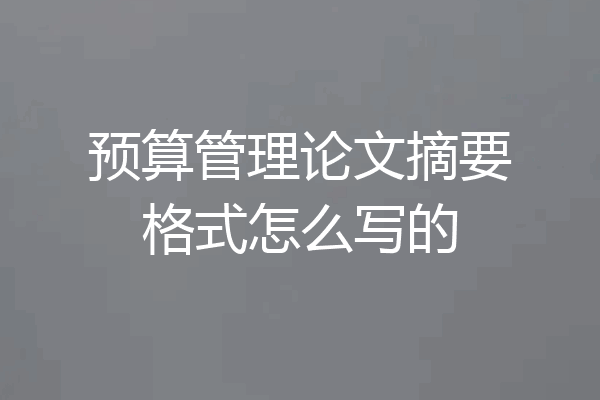 预算管理论文摘要格式怎么写的