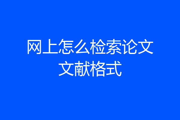 网上怎么检索论文文献格式