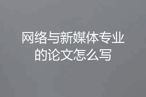 网络与新媒体专业的论文怎么写