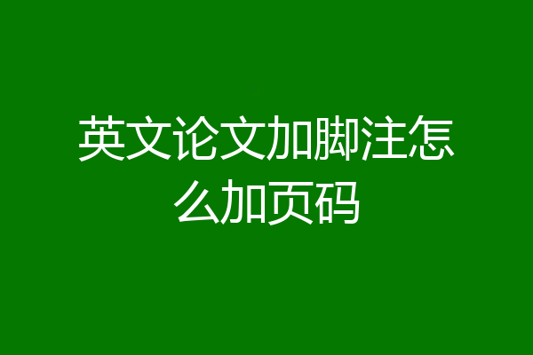 英文论文加脚注怎么加页码