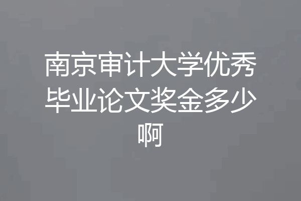 南京审计大学优秀毕业论文奖金多少啊