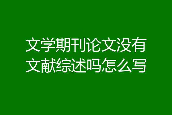 文学期刊论文没有文献综述吗怎么写