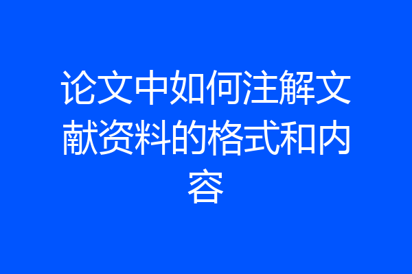 论文中如何注解文献资料的格式和内容