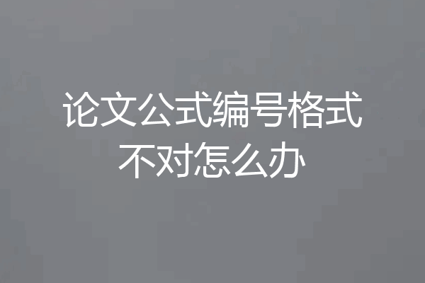 论文公式编号格式不对怎么办