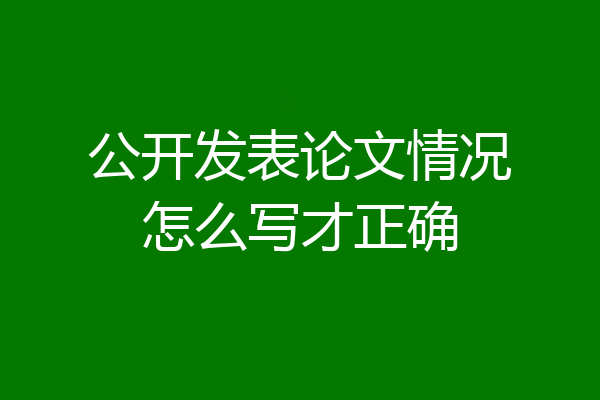 公开发表论文情况怎么写才正确