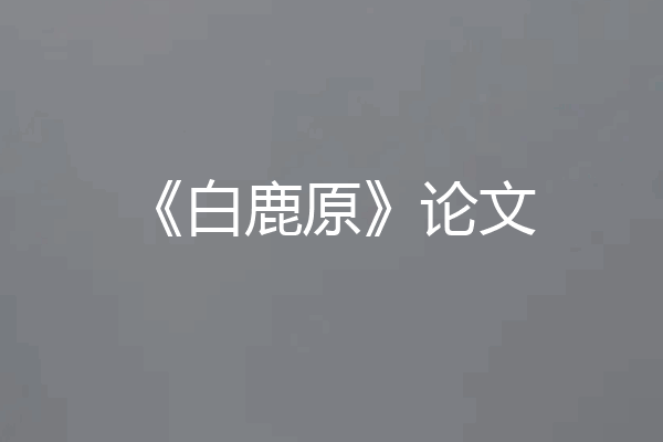 《白鹿原》论文