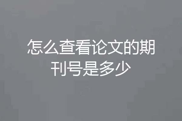 怎么查看论文的期刊号是多少