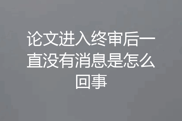 论文进入终审后一直没有消息是怎么回事