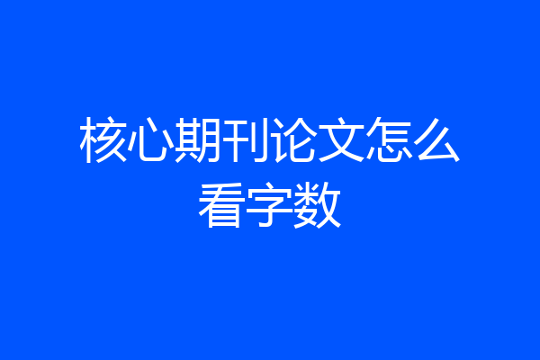 核心期刊论文怎么看字数