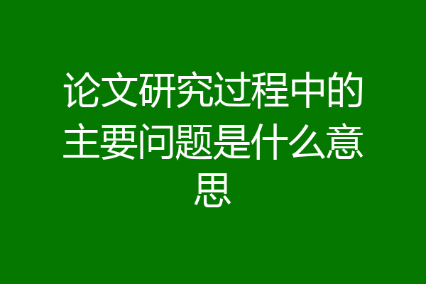 论文研究过程中的主要问题是什么意思