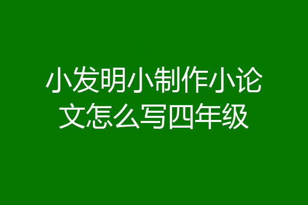 小发明小制作小论文怎么写四年级