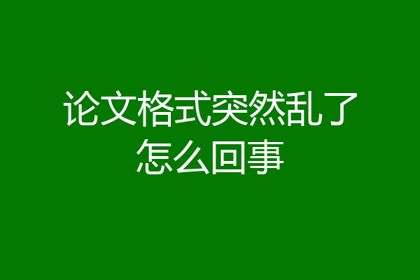 论文格式突然乱了怎么回事