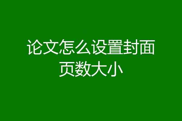 论文怎么设置封面页数大小