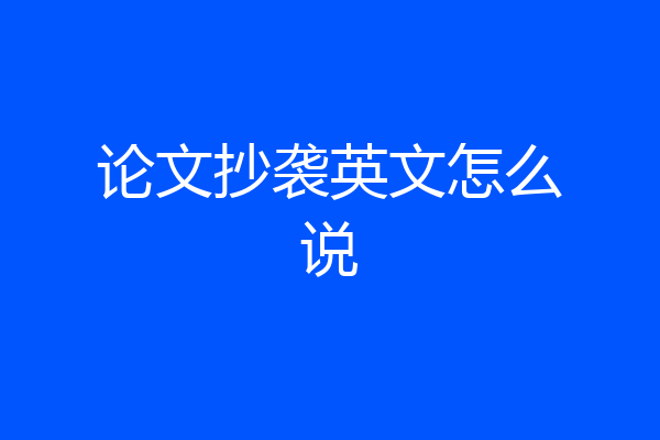 论文抄袭英文怎么说