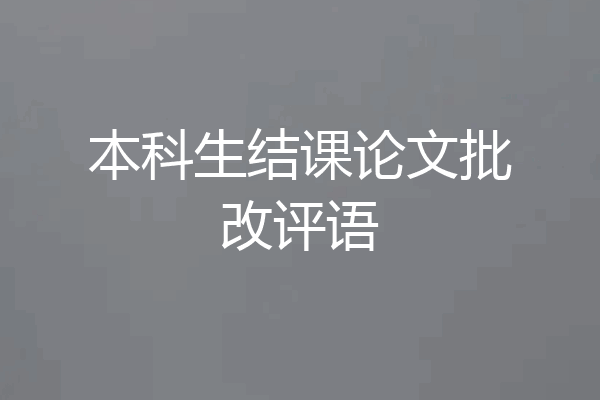 本科生结课论文批改评语