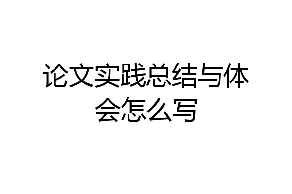 论文实践总结与体会怎么写