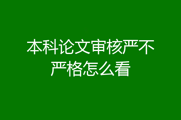 本科论文审核严不严格怎么看