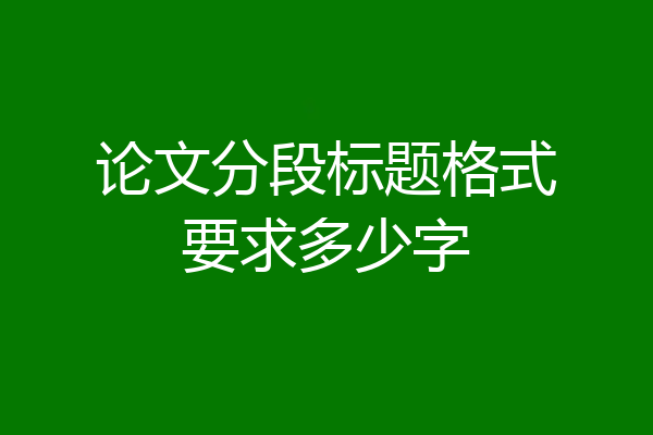 论文分段标题格式要求多少字