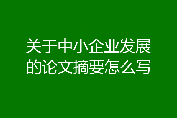 关于中小企业发展的论文摘要怎么写