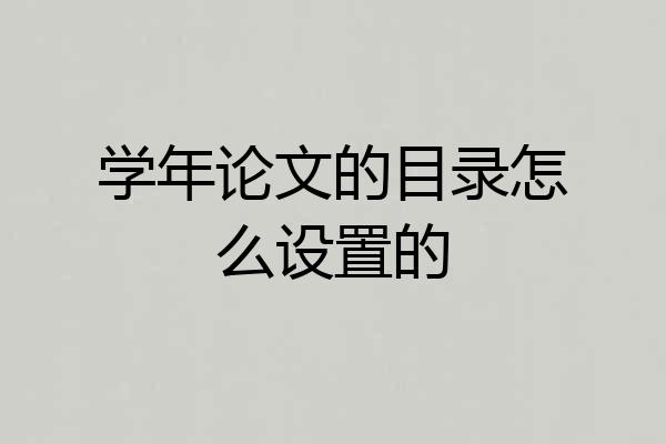学年论文的目录怎么设置的